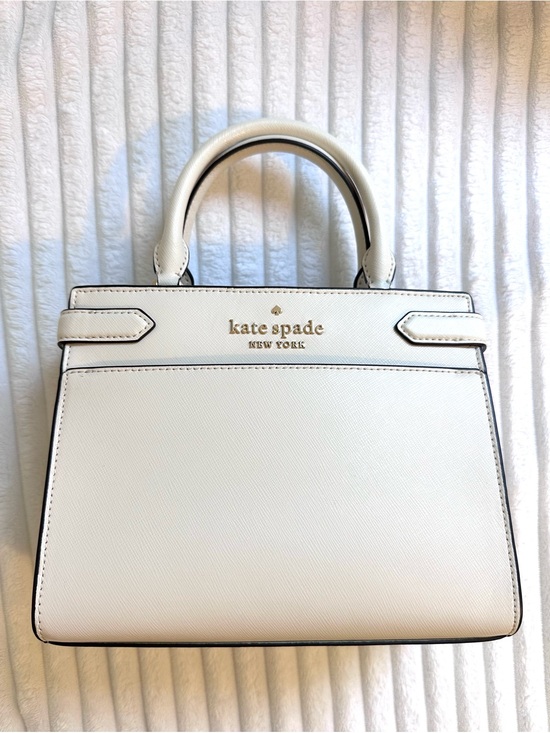 kate spade Handbags - Kate Spade Cream Saffiano Leather Satchel with Gold Logo